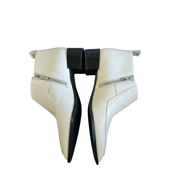 Everlane The Boss Bootie Bone White Pointed Leather Boots Size 6
