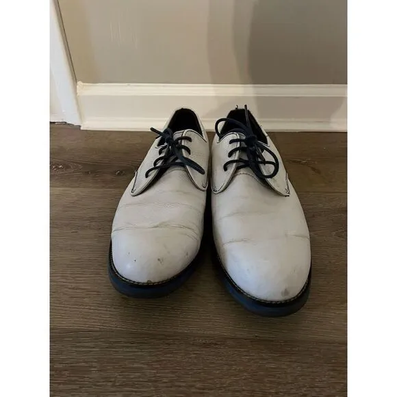 Footjoy 56419 CITY Mens White Leather Lace Up Golf Shoes Size 9.5 W Wide Spikes