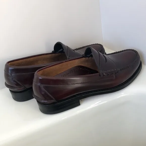 Johnston &amp; Murphy Ski Moc Mens Penny Loafers Burgundy Cordovan 8E 8 Wide…