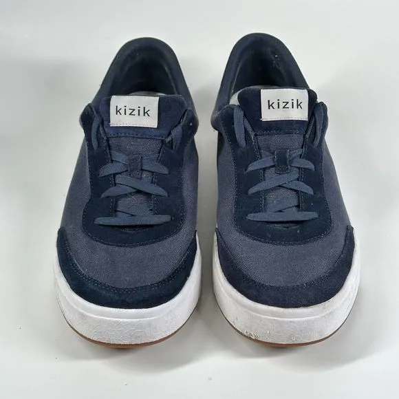 Kizik The Prague Navy Blue Canvas Suede Sneakers Shoes Mens 13 Wide W 14.5 Wide