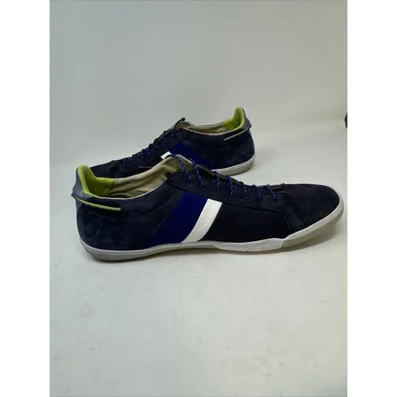 Plae Mulberry Men Size 13 Leather Flat Sneakers Blue White Shoes